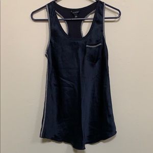 Banana Republic navy silk pocket tank